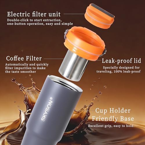 Orange Electric Portable Coffee Maker Mug — photo 5