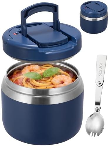Navy blue soup thermo with buckle lid