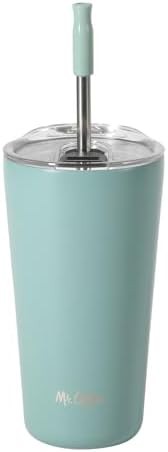 Java Quest teal tumbler with straw