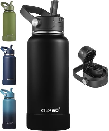 Insulated water bottle with removable straw