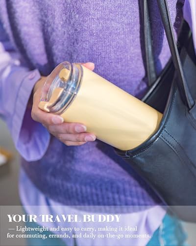 Yellow insulated coffee tumbler with straw — photo 4