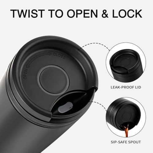 Black Travel Coffee Mug with Twist Lid — photo 2