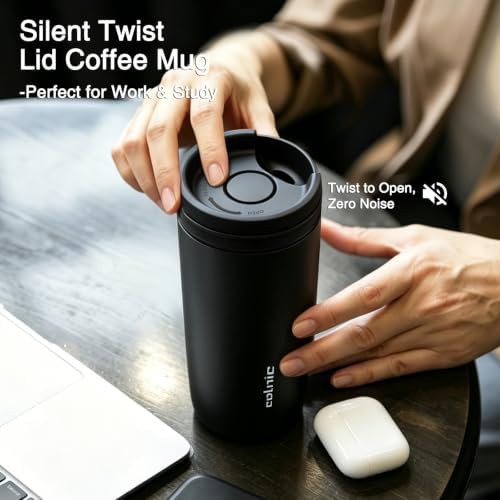 Black Travel Coffee Mug with Twist Lid — photo 3